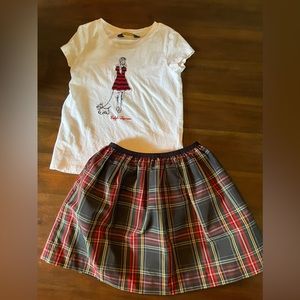 Ralph Lauren size 5 top skirt outfit plaid tartan twirl skirt logo tshirt